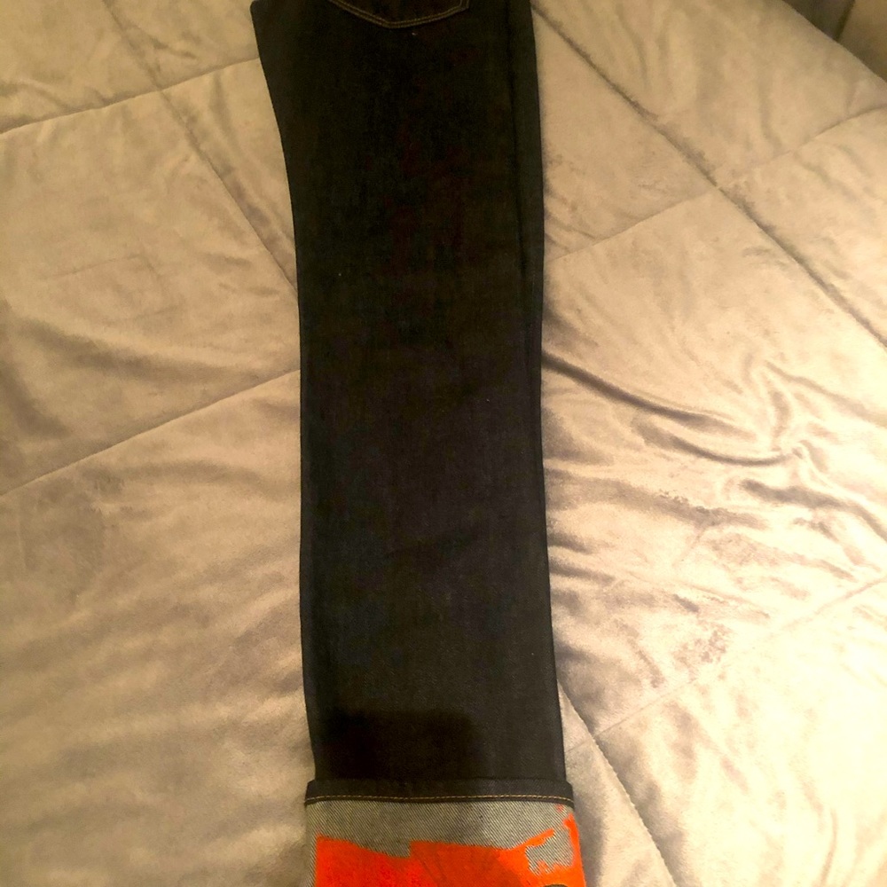 Helmut Lang blue Jean with hand painted cuff size 28